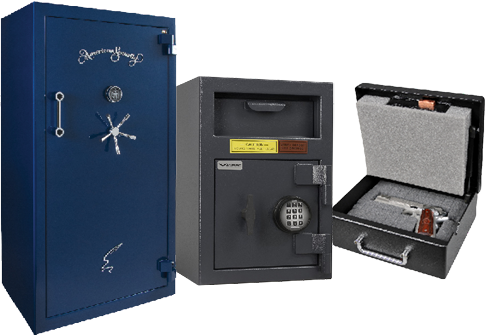 Three safes: gun safe, depository safe, handgun pistol safe