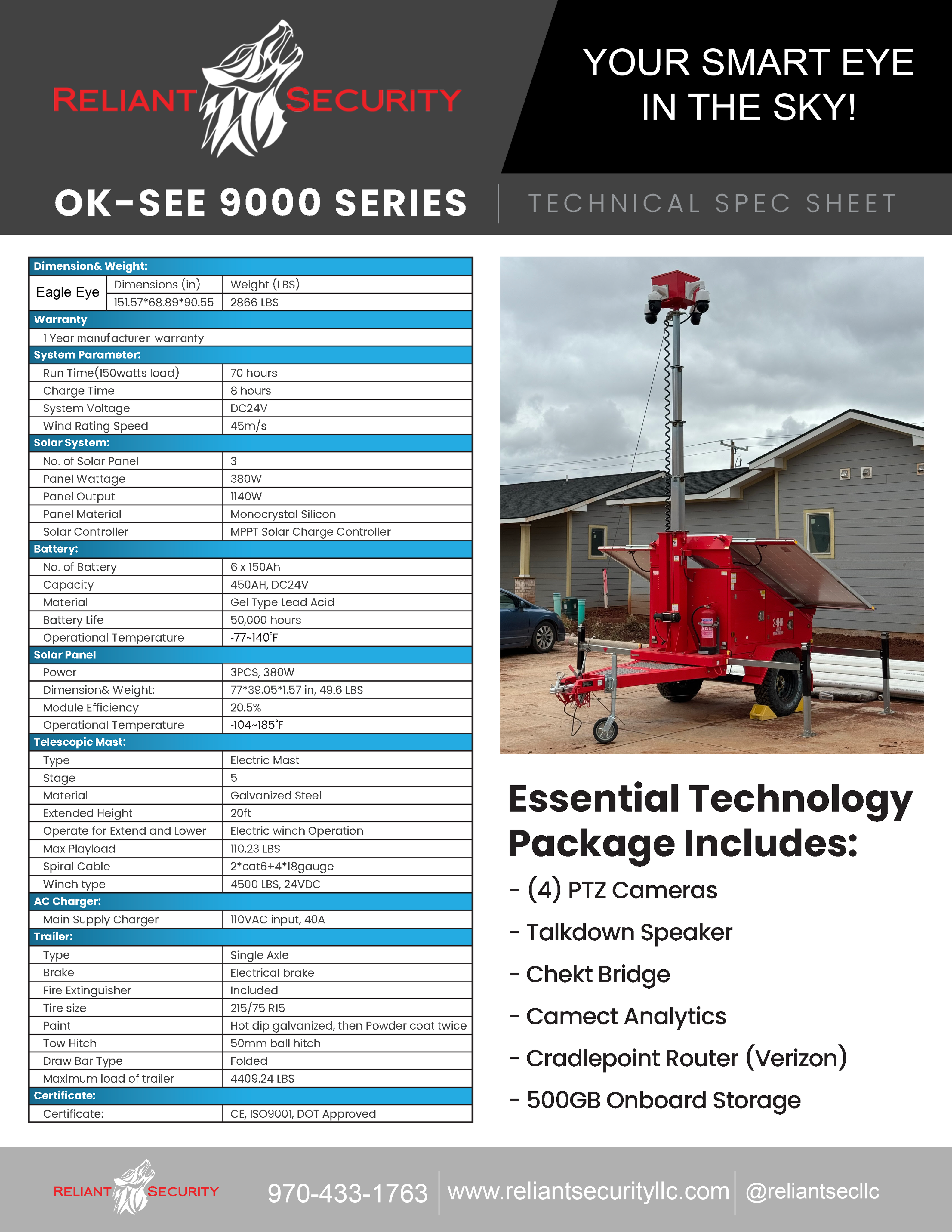OK-SEE 9000 Tech Spec Sheet